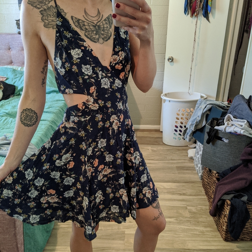 Floral open back dress